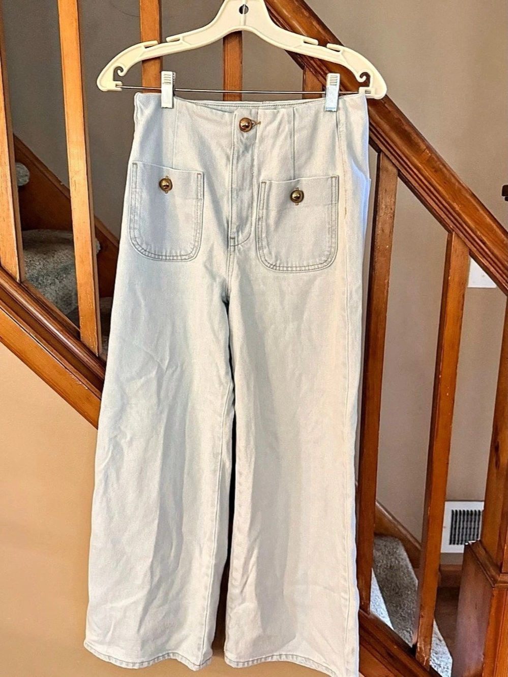 Zara Wide Leg Pants in Blue Size 4 Like New